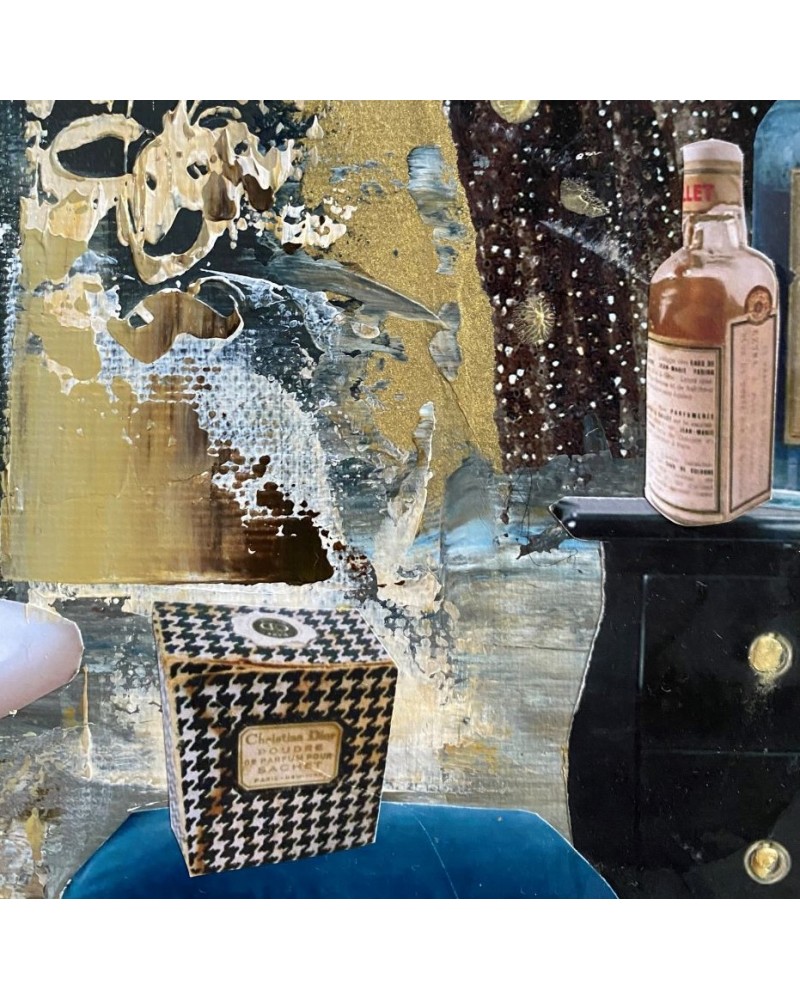 Salle de bain, tableau de Karine Romanelli, peinture & collage