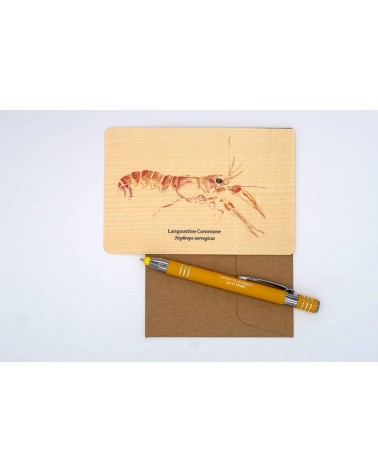 Langoustine-carte-postale-bois